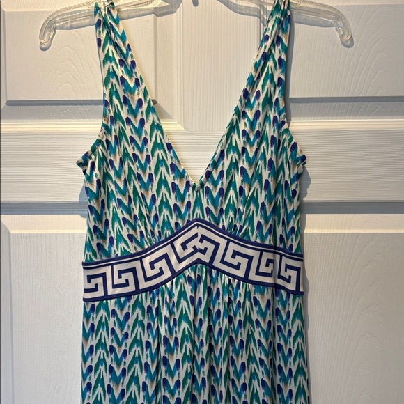 Diane Von Furstenberg Teal and White Midi Dress - Picture 2 of 4